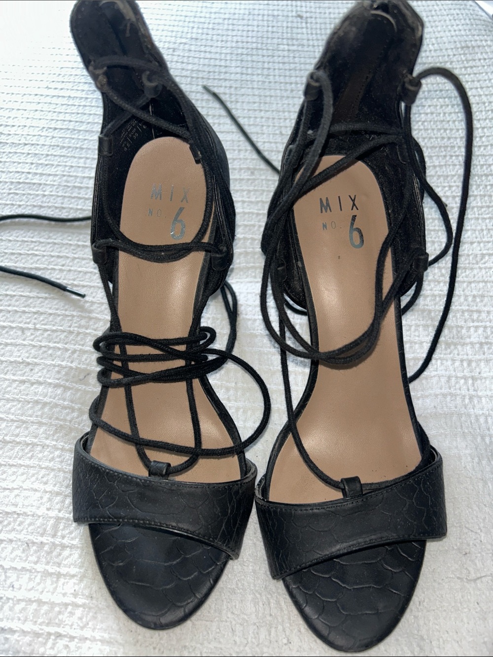 Mix No. 6 Black Lace-Up Heeled Sandals